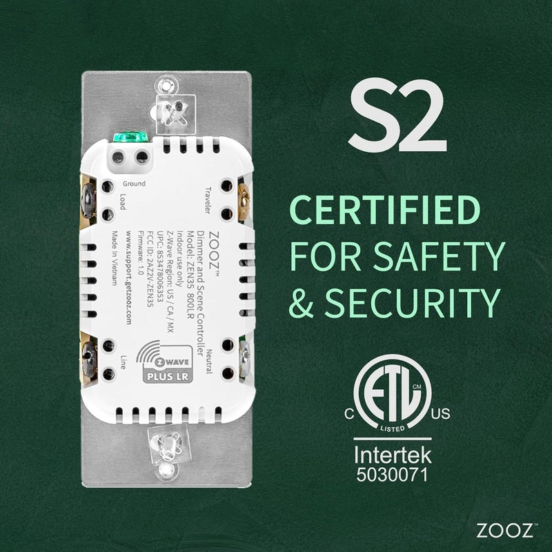 ZOOZ 800 Series Z-Wave Long Range Dimmer & Scene Controller ZEN35 800LR, White | Z-Wave Hub Required - Image 4